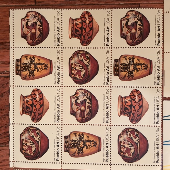 USPS 13 Cent Stamp Bundle Pueblo Art Dance Theater Colorado Folk Art Butterflies - Picture 3 of 12